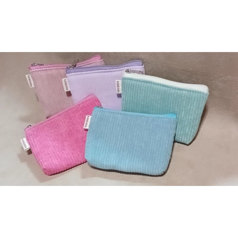 กระเป๋าผ้าลูกฟูก กระเป๋าสตางค์ใส่เหรียญ ขายส่ง 50 ชิ้น คละสี