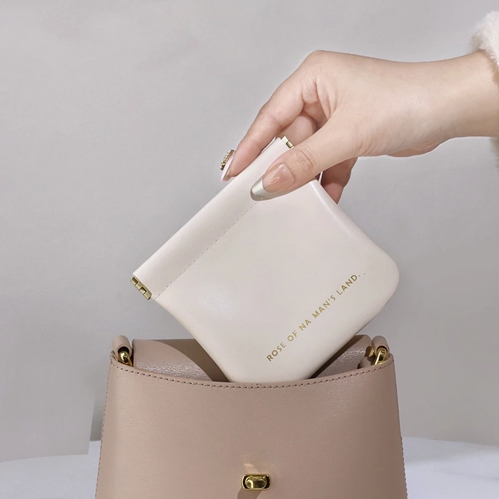 กระเป๋าสตางค์ หนัง PU แบบพกพา พร้อมฝาปิดในตัว สําหรับใส่เหรียญ กระเป๋าสตางค์ หนัง PU แบบพกพา พร้อมฝาปิดในตัว สําหรับใส่เหรียญ