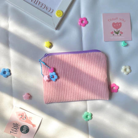 กระเป๋าลูกฟูกใส่เหรียญน่ารักสดใส สีชมพู กระเป๋าลูกฟูกใส่เหรียญน่ารักสดใส สีชมพู
