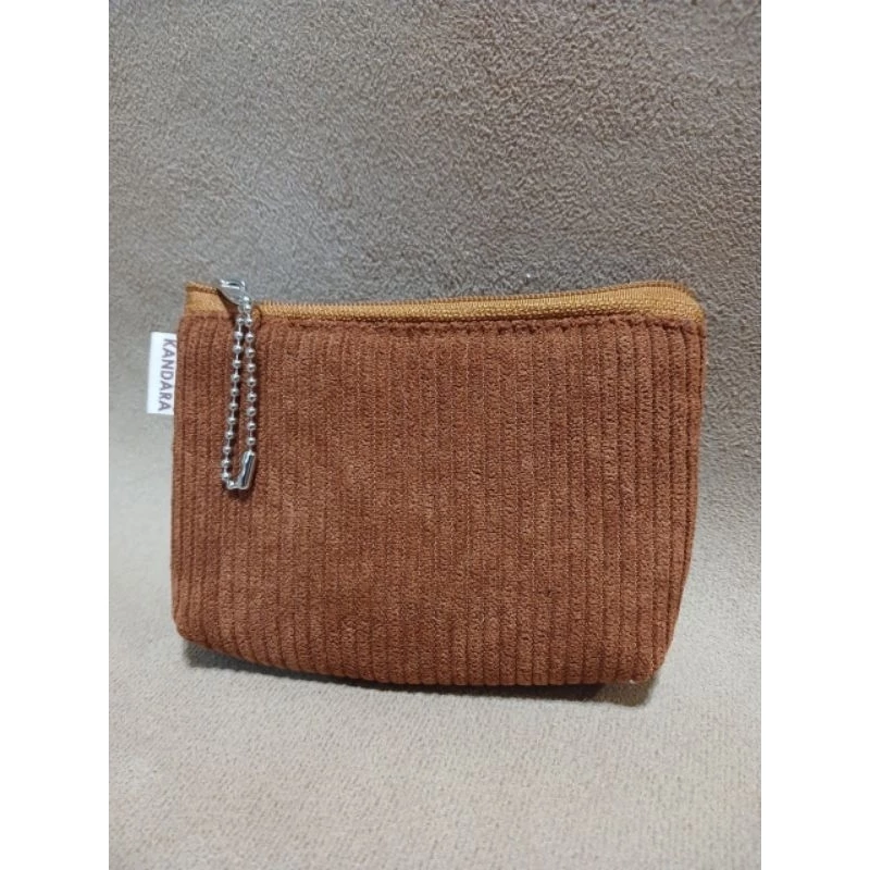 กระเป๋าใส่เหรียญ ผ้าลูกฟูกน่ารัก สีน้ำตาล